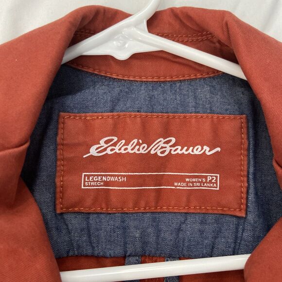 Eddie Bauer Jacket Womens 2p Long Sleeve Lapel Pockets Lightweight Orange - Picture 7 of 14